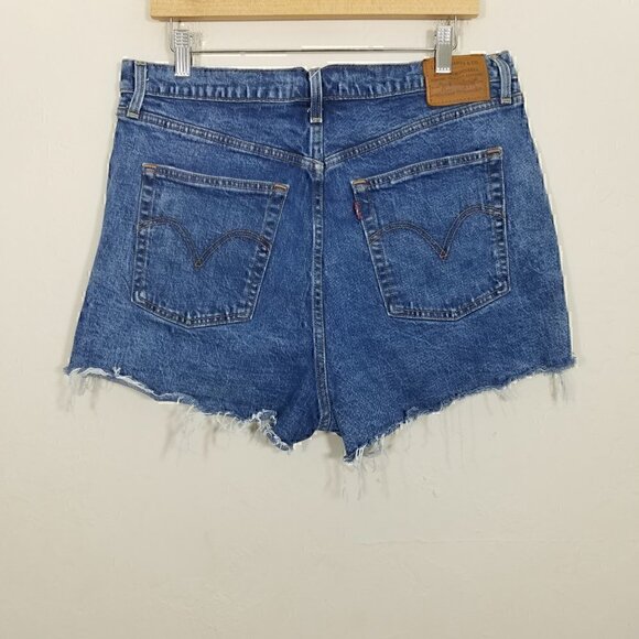 Levi's Premium Ribcage Shorts Button Fly Blue Size 33 - Picture 4 of 7